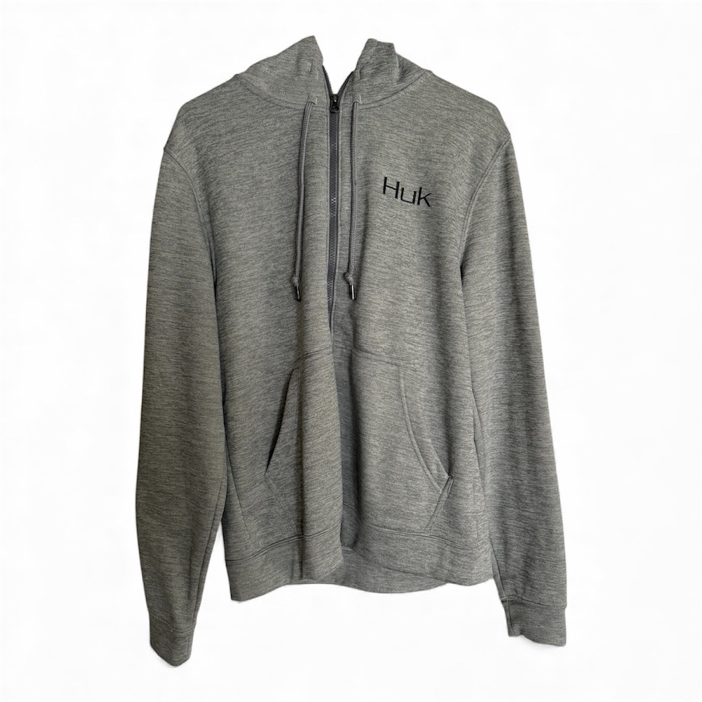Huk Performance Fishing Men’s Zippered Hooded Jacket Grey (Size M)